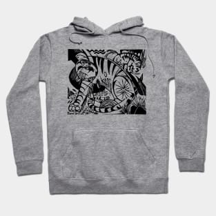 Tiger & Cub Woodcut Design 1912, Franz Marc Hoodie